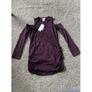 Hippie Rose Purple Cold Shoulder Ruched Size Pull Over Tunic Top Size Medium